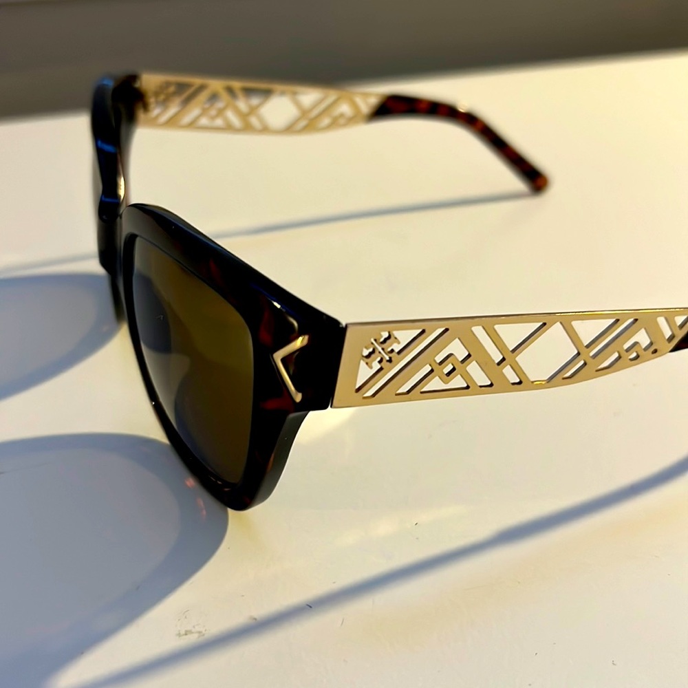 Tory Burch tortoise and gold sunglasses